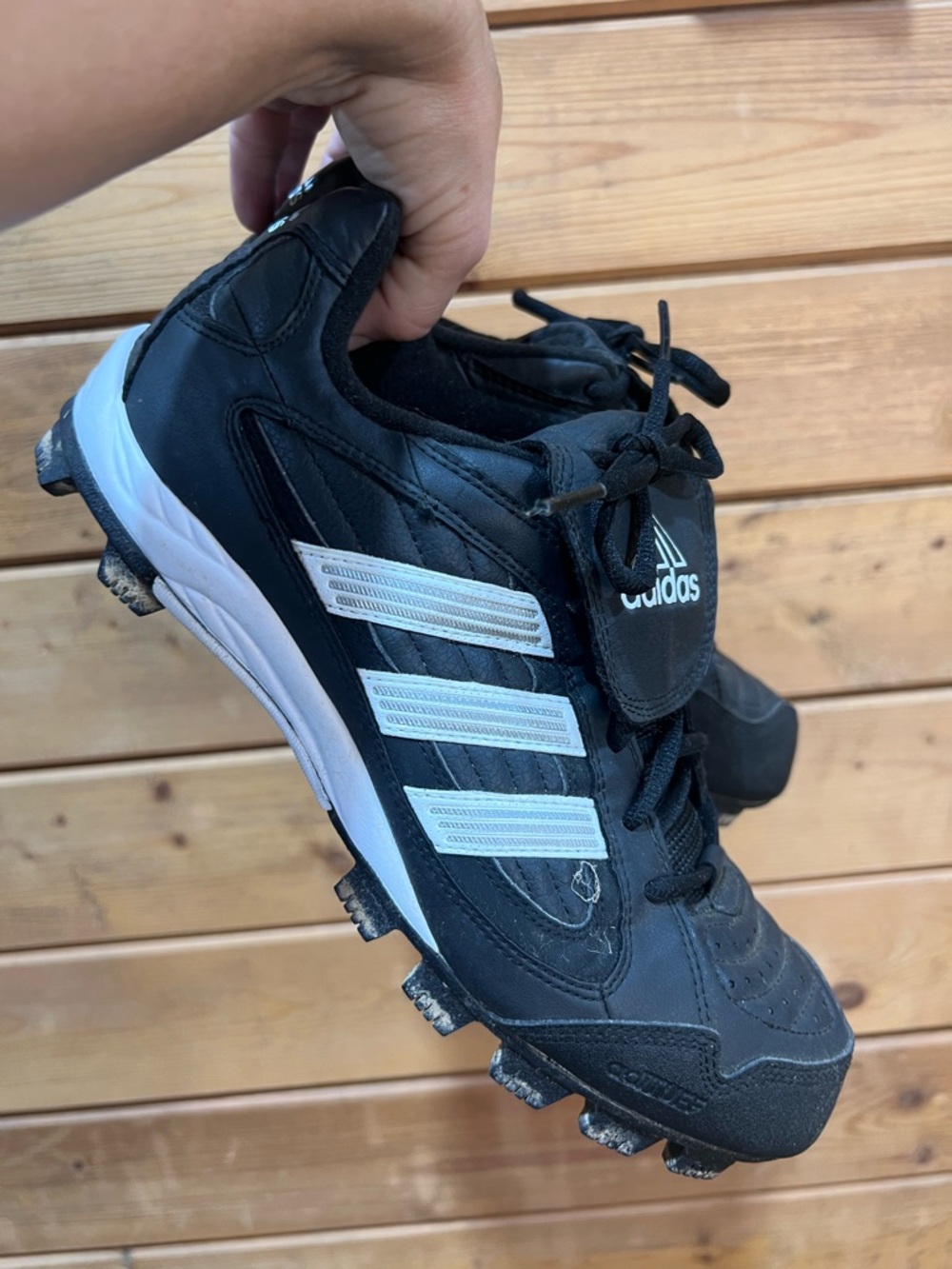 Adidas AdiTuff Soccer Cleats Men’s 10.5 Black White FG Football Boots